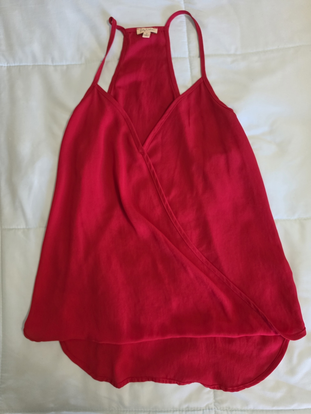 Lily White Bright Red Wrap-Front Camisole